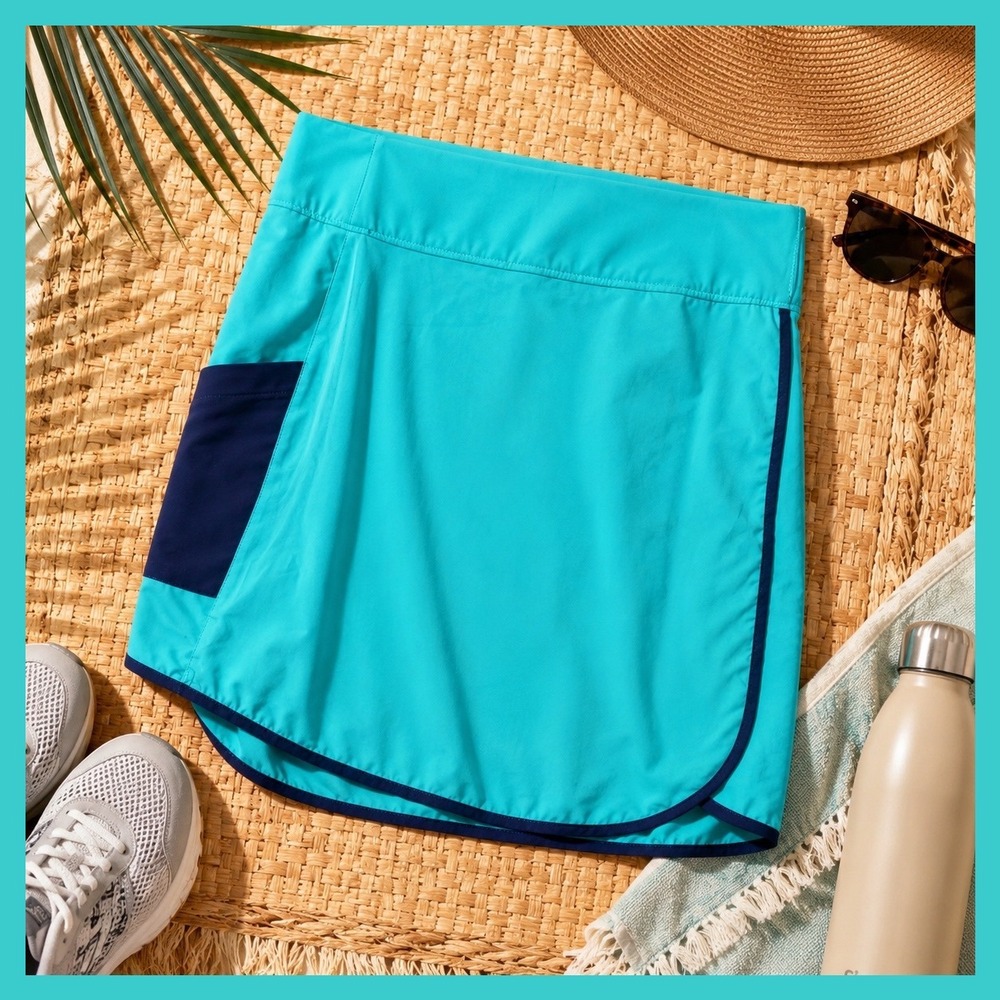 Columbia Performance Skort Teal Navy Blue AK5453 Active Athleisure Golf Tennis M